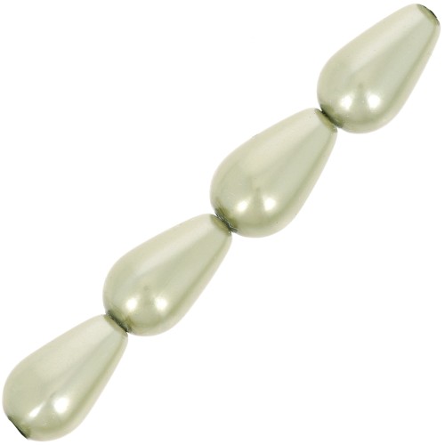 10x6mm Preciosa - Pearshape Pearl - Light Green x10