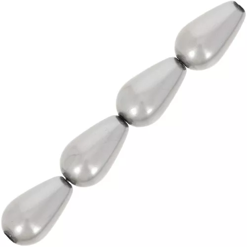 10x6mm Preciosa - Pearshape Pearl - Dark Grey x10