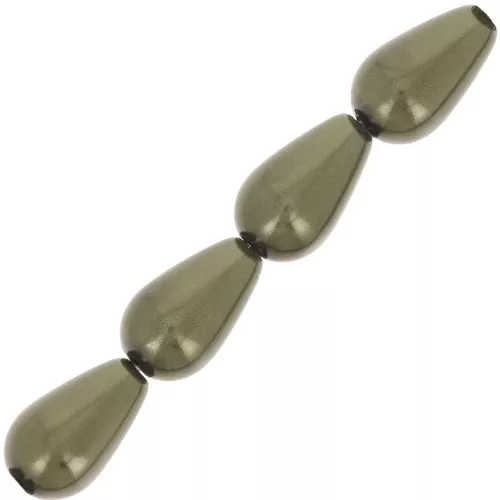 10x6mm Preciosa - Pearshape Pearl - Dark Green x10