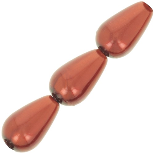 15x8mm Preciosa pearly beads - Pearshape Pearl - Dark Copper x5