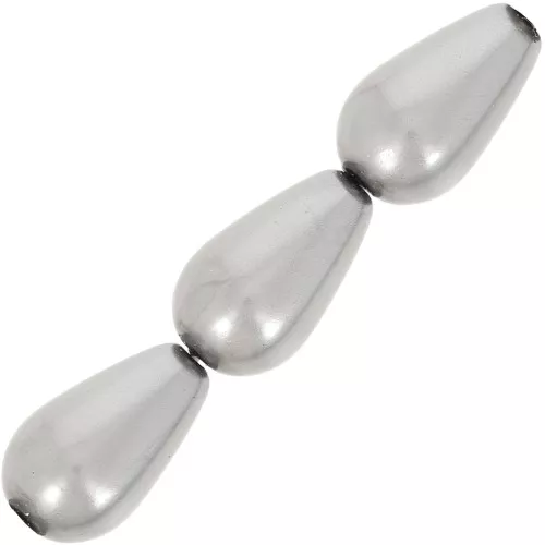 15x8mm Preciosa pearly beads - Pearshape Pearl - Dark Grey x5