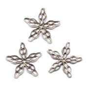 Filigree stars 17mm Old silver tone x5