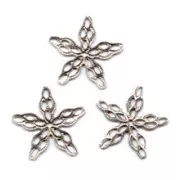 Filigree stars 17mm Old silver tone x5