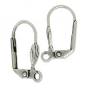 Leverback earrings shell 18mm Old silver-colored x2|raw }}