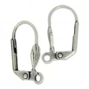 Leverback earrings shell 18mm Old silver-colored x2