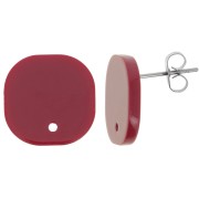 15mm Rounded square acrylic earstuds - burgundy x2|raw }}