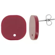 Red - 15mm Rounded square acrylic earstuds - burgundy x2 15mm Rounded square acrylic earstuds - burgundy x2