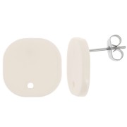 15mm Rounded square acrylic earstuds - Cream x2|raw }}