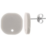 15mm Rounded square acrylic earstuds - Grey x2