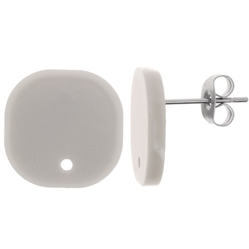 15mm Rounded square acrylic earstuds - Grey x2