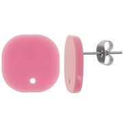 15mm Rounded square acrylic earstuds - Antique Pink x2