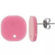 Pink - 15mm Rounded square acrylic earstuds - Antique Pink x2 15mm Rounded square acrylic earstuds - Antique Pink x2