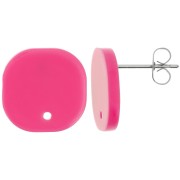 15mm Rounded square acrylic earstuds - Fuchsia x2|raw }}
