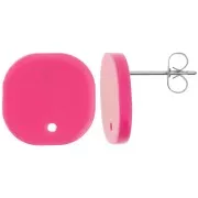 Fuchsia - 15mm Rounded square acrylic earstuds - Fuchsia x2 15mm Rounded square acrylic earstuds - Fuchsia x2