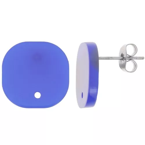 15mm Rounded square acrylic earstuds - Royal Blue x2