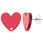 14x15.5mm Acetate heart studs - Red x2