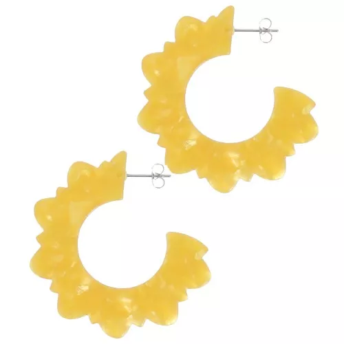 49mm Acetate Flower Hoop Earrings - Pearly sunflower x2
