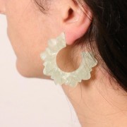 49mm Acetate Flower Hoop Earrings - Pearly sunflower x2