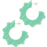 49mm Acetate Flower Hoop Earrings - Marbled Multi-green pearl x2