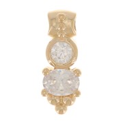 12x4mm Pendant with zirconium oxides and small balls - 3 microns Gold-plated x1|raw }}