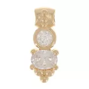 12x4mm Pendant with zirconium oxides and small balls - 3 microns Gold-plated x1