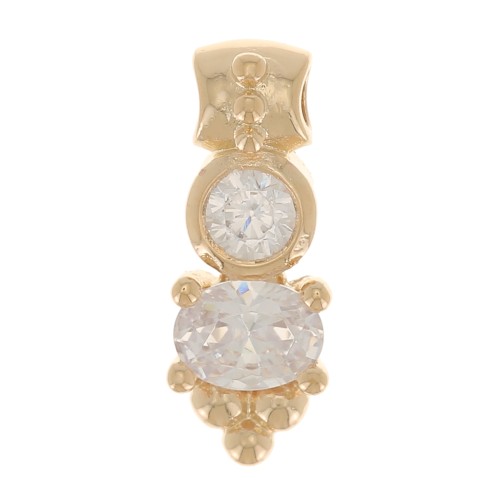 12x4mm Pendant with zirconium oxides and small balls - 3 microns Gold-plated x1