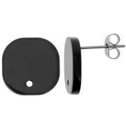 15mm Rounded square acrylic earstuds - Black x2|raw }}