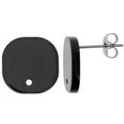 Black - 15mm Rounded square acrylic earstuds - Black x2 15mm Rounded square acrylic earstuds - Black x2