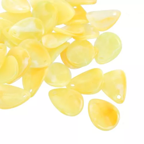 17mm Acrylic Curved Flower Petal Sequins - Marbled Yellow x15