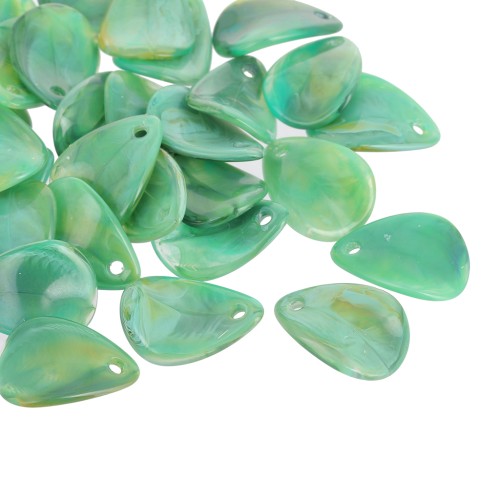 17mm Acrylic Curved Flower Petal Sequins - Marbled Multi-green x15