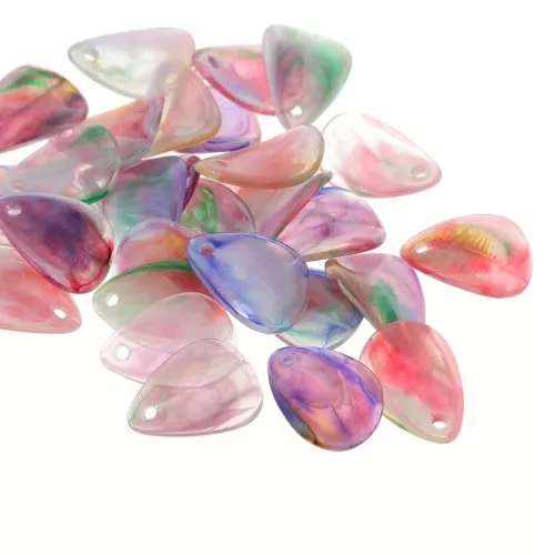 17mm Acrylic Curved Flower Petal Sequins - Marbled Multicolored x15