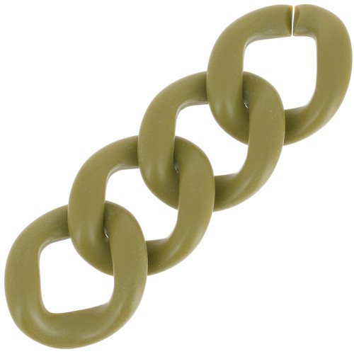 39x34mm Oval twisted acrylic link - Opaque Olive Satin x1