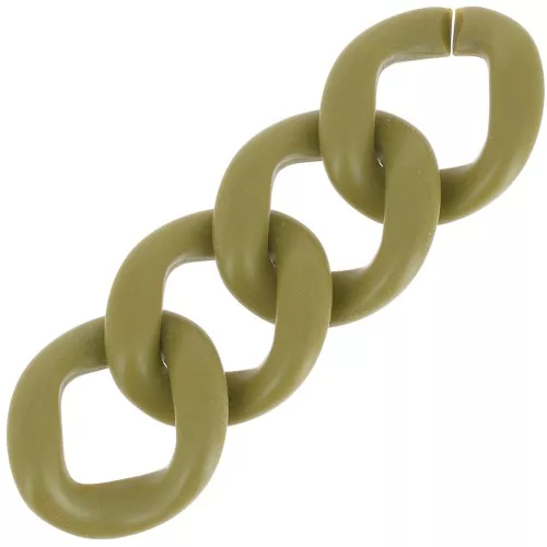 39x34mm Oval twisted acrylic link - Opaque Olive Satin x1