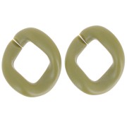 39x34mm Oval twisted acrylic link - Opaque Olive Satin x1