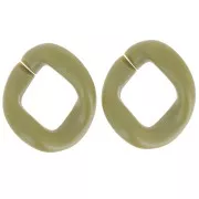 39x34mm Oval twisted acrylic link - Opaque Olive Satin x1