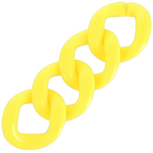 39x34mm Oval twisted acrylic link - Neon yellow x1