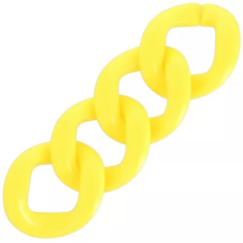 39x34mm Oval twisted acrylic link - Neon yellow x1