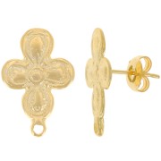 20.5x14mm Flower earstuds with closed hoop - Fine Gold-plated x2|raw }}