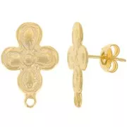20.5x14mm Flower earstuds with closed hoop - Fine Gold-plated x2