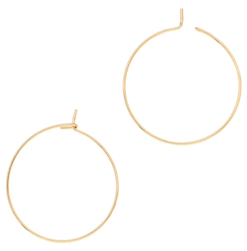 34 mm Delicate Hoop Earrings for Decorating - 316L Gold-Plated Stainless Steel (2-Pack)