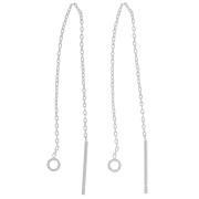 70mm Cable mesh ear chains with open ring - Fine silver veneer x2