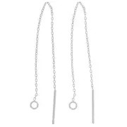 70mm Cable mesh ear chains with open ring - Fine silver veneer x2