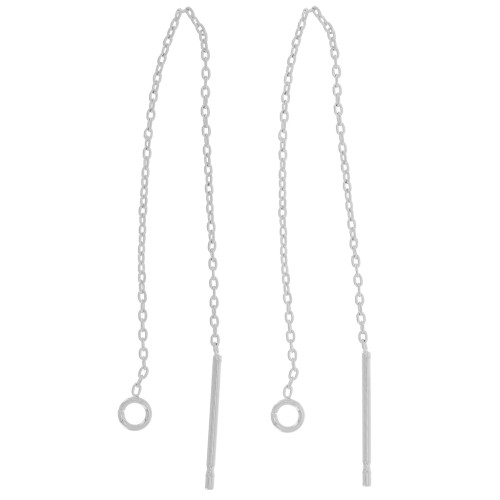 70mm Cable mesh ear chains with open ring - Fine silver veneer x2