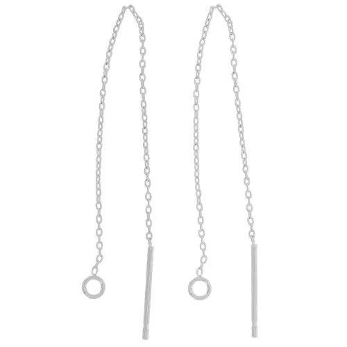 70mm Cable mesh ear chains with open ring - Fine silver veneer x2