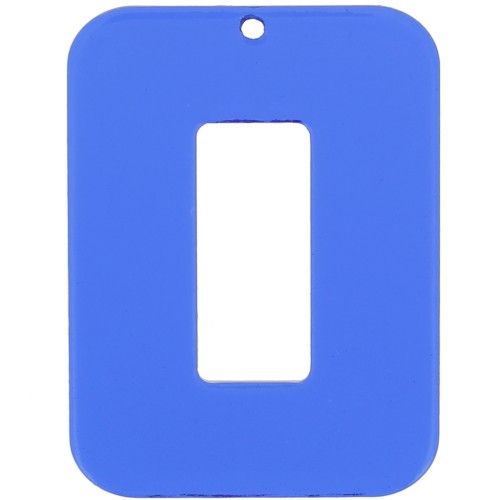40x30 mm clear acrylic hollow rectangle pendant - Electric blue x1