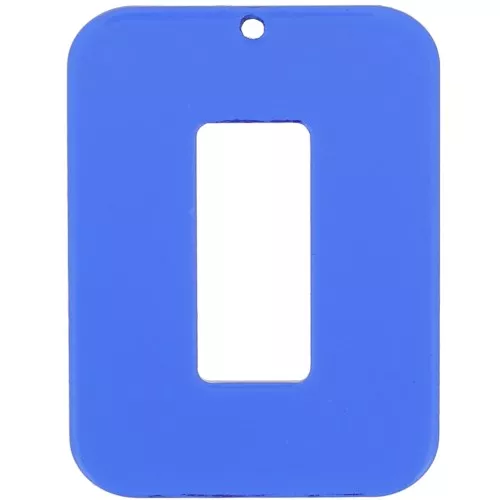 40x30 mm clear acrylic hollow rectangle pendant - Electric blue x1