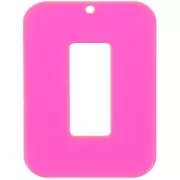 40x30mm Clear Acetate hollow rectangle pendant - Pink - neon orange x1