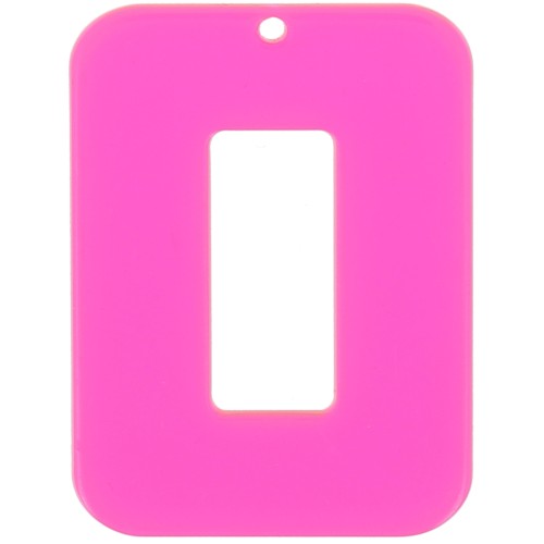 40x30mm Clear Acetate hollow rectangle pendant - Pink - neon orange x1