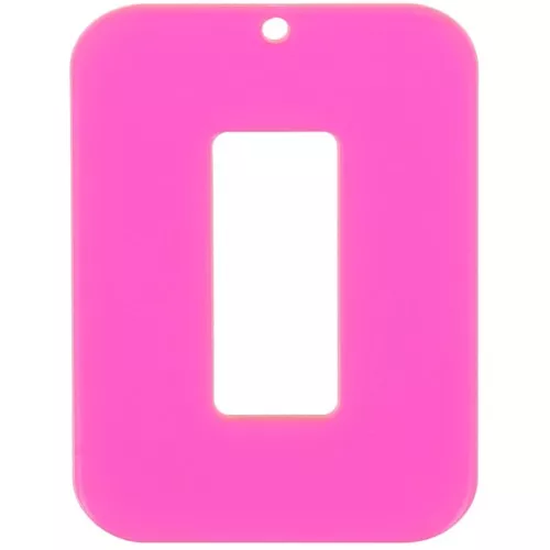 Clear acrylic hollow rectangle pendant 40x30 mm - Pink - neon orange