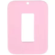 Clear acrylic hollow rectangle pendant 40x30 mm - Pink x1